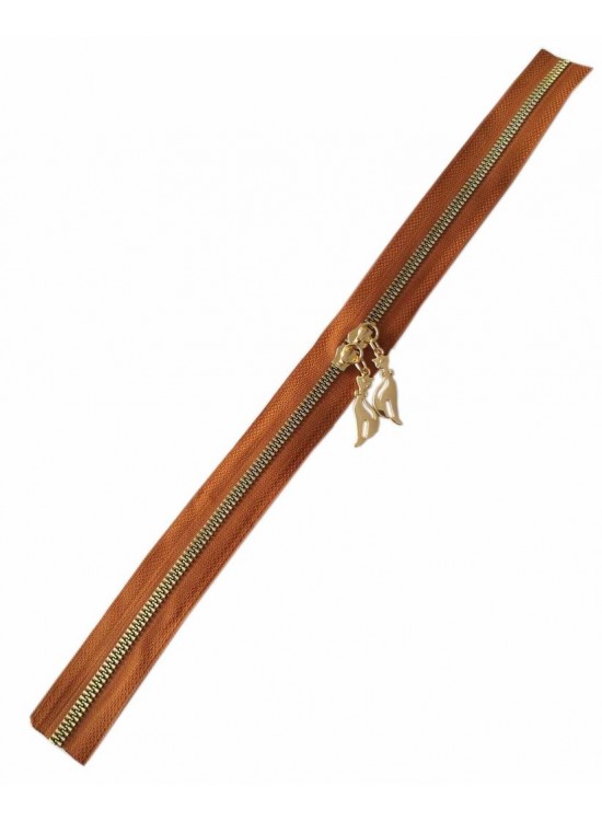Çanta Aksesuar Çift Başlı Taba Fermuar Light Gold Metal 40 Cm