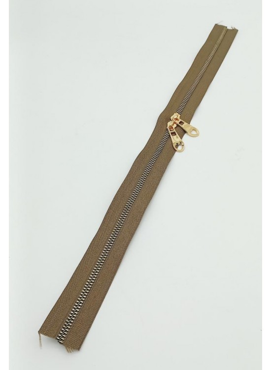 Çanta Aksesuar Çift Başlı Vizon Fermuar Light Gold Metal 40 Cm