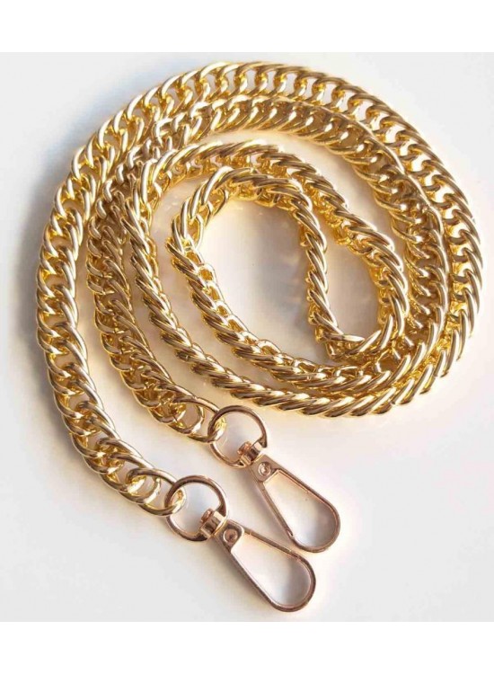 Çanta Aksesuar Çift Halkalı Light Gold Renk Çanta Zinciri, Kancalı (1 Metre)