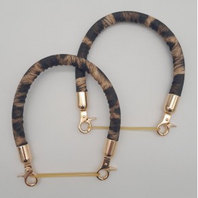 Çanta Aksesuar Çift Kısa Kordon Çanta Sapı Leopar Light Gold Metalli