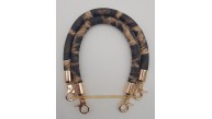 Çanta Aksesuar Çift Kısa Kordon Çanta Sapı Leopar Light Gold Metalli