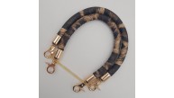 Çanta Aksesuar Çift Kısa Kordon Çanta Sapı Leopar Light Gold Metalli