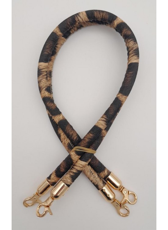 Çanta Aksesuar Çift Kordon Çanta Sapı Leopar Light Gold Metalli