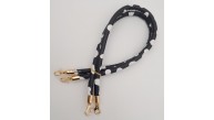 Çanta Aksesuar Çift Kordon Çanta Sapı Siyah Beyaz Leopar Light Gold Metalli