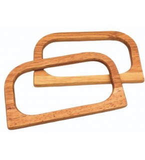 Çanta Aksesuar D Model 14X8 cm Ham Renk Ahşap Çanta Sapı