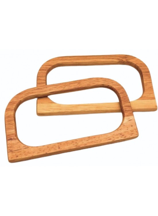 Çanta Aksesuar D Model 14X8 cm Ham Renk Ahşap Çanta Sapı