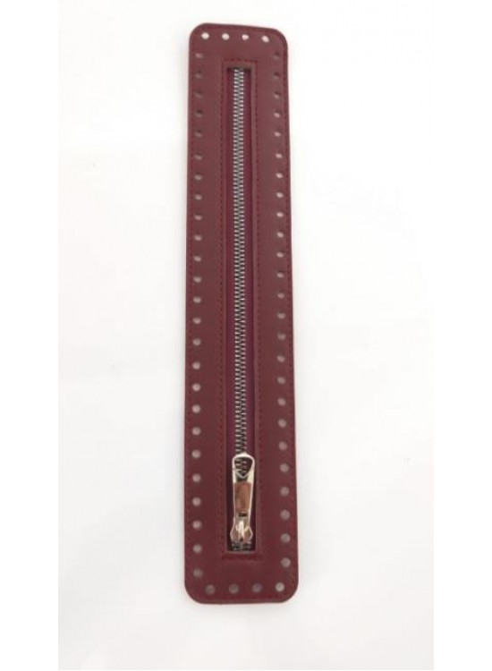 Çanta Aksesuar Derili Fermuar Yeni Model Bordo 30 Cm Gümüş