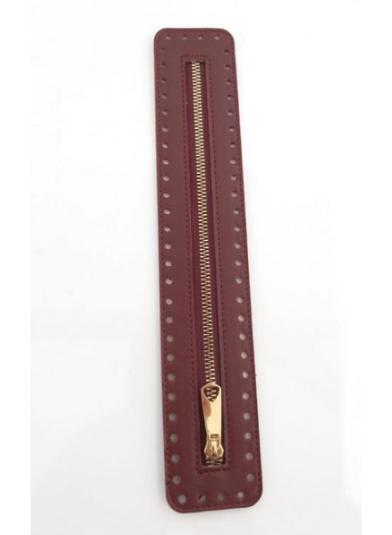 Çanta Aksesuar Derili Fermuar Yeni Model Bordo 30 Cm Light Gold