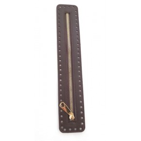 Çanta Aksesuar Derili Fermuar Yeni Model Koyu Kahve 30 Cm Light Gold