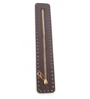 Çanta Aksesuar Derili Fermuar Yeni Model Koyu Kahve 30 Cm Light Gold