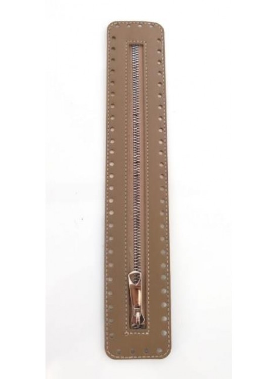 Çanta Aksesuar Derili Fermuar Yeni Model Vizon 30 Cm Gümüş