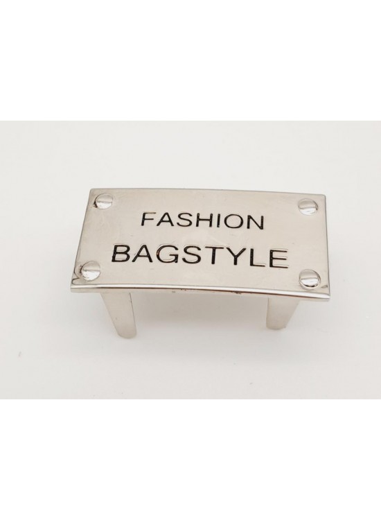 Çanta Aksesuar Fashion Bagstyle Yazılı Plaka Süs Gümüş Renk