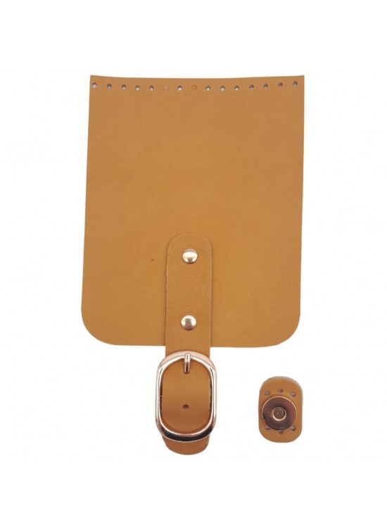 Çanta Aksesuar Gerçek Deri 21x12 cm Açık Taba Renk Çanta Kapağı Light Gold Metalli