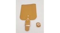 Çanta Aksesuar Gerçek Deri 21x12 cm Hardal Renk Çanta Kapağı Light Gold Metalli