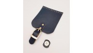Çanta Aksesuar Gerçek Deri 21x12 cm Lacivert Renk Çanta Kapağı Light Gold Metalli