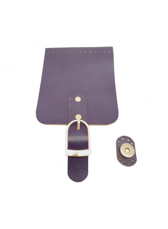 Çanta Aksesuar Gerçek Deri 21x12 cm Mor Renk Çanta Kapağı Light Gold Metalli