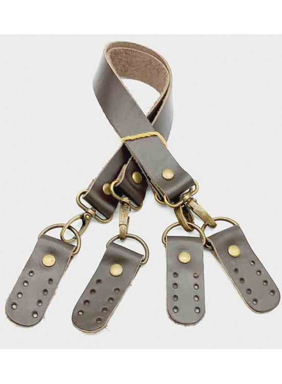 Çanta Aksesuar Gerçek Deri 55 Cm Koyu Kahve Renk Çift Sap Misu Model (Antik Metal)