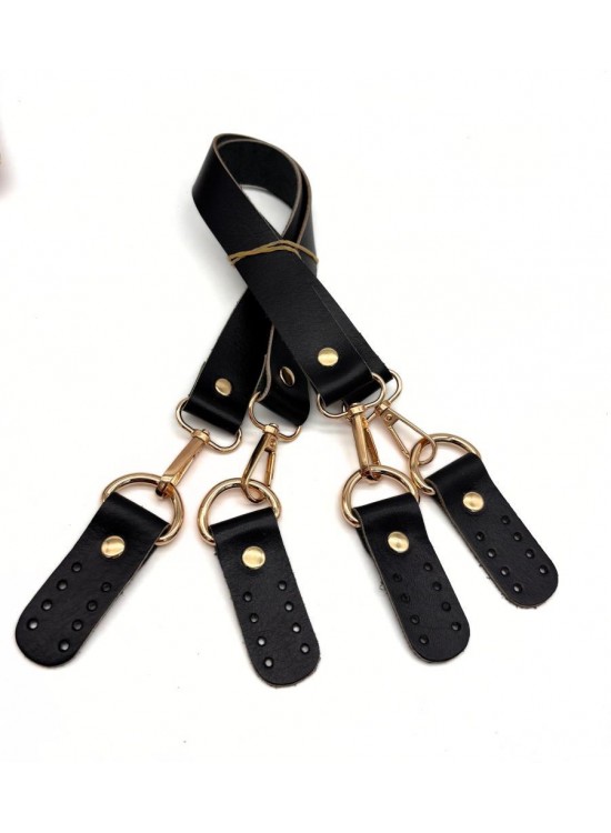Çanta Aksesuar Gerçek Deri 55 cm Misu Model Çift Çanta Sapı Siyah Renk Light Gold Metal