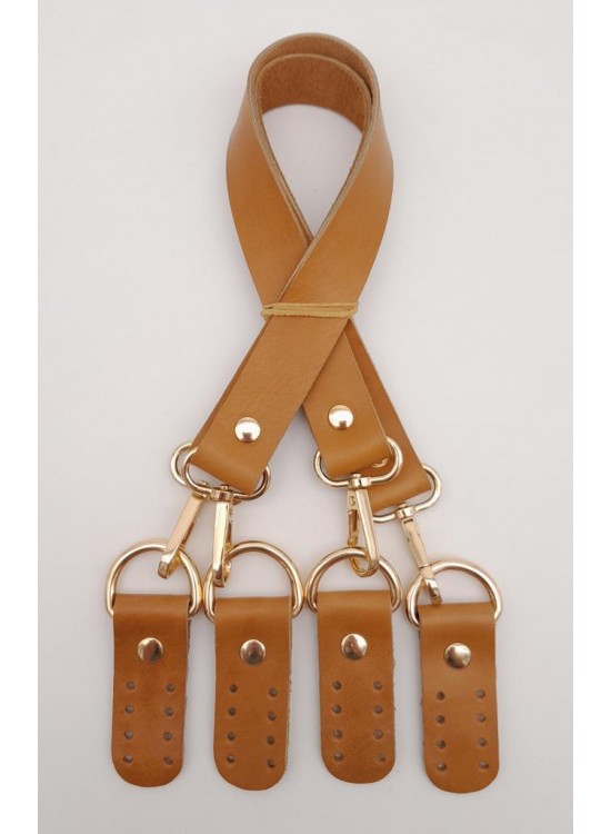Çanta Aksesuar Gerçek Deri 55 Cm Misu Model Çift Sap Açık Taba Renk Light Gold Metal