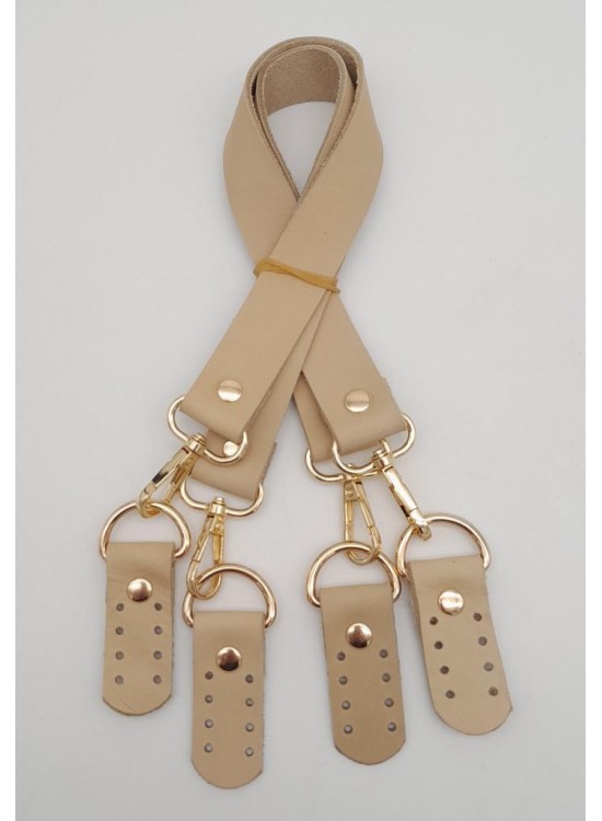 Çanta Aksesuar Gerçek Deri 55 Cm Misu Model Çift Sap Ham Renk Light Gold Metal