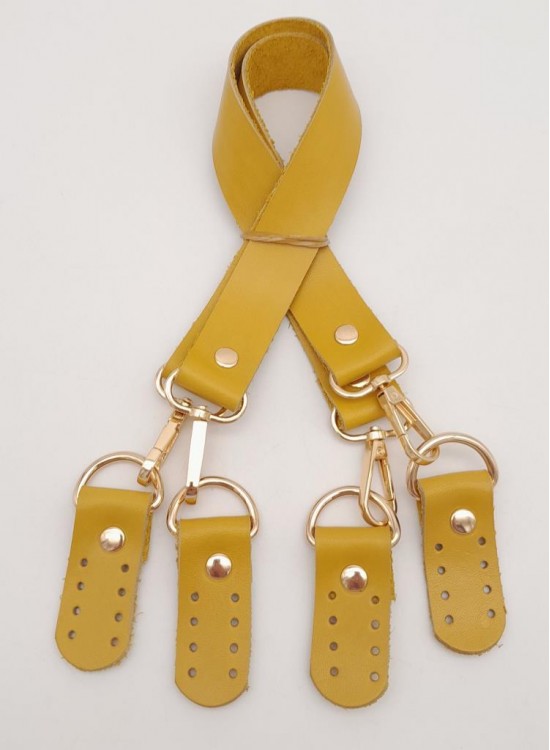 Çanta Aksesuar Gerçek Deri 55 Cm Misu Model Çift Sap Limon Küfü Renk Light Gold Metal