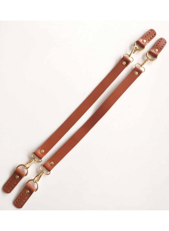 Çanta Aksesuar Gerçek Deri 55 Cm Misu Model Çift Sap Taba Gold Metal