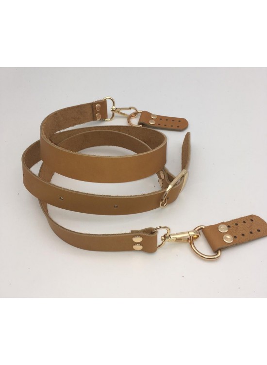 Çanta Aksesuar Gerçek Deri Ayarlı Uzun Sap 2.3X130 Açık Taba Light Gold Metal