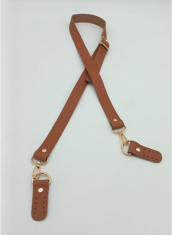 Çanta Aksesuar Gerçek Deri Ayarlı Uzun Sap 2.3X130 Taba Light Gold Metalli