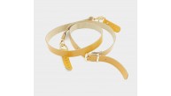 Çanta Aksesuar Gerçek Deri Ayarlı Uzun Sap 2X130 Hardal Light Gold Metalli