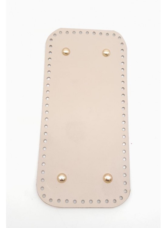 Çanta Aksesuar Gerçek Deri Bej 25X12 cm Dikdörtgen Light Gold Metalli Çanta Tabanı