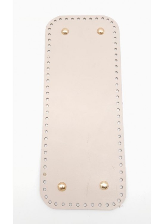 Çanta Aksesuar Gerçek Deri Bej 30X12 cm Dikdörtgen Light Gold Metalli Çanta Tabanı