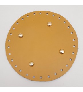 Çanta Aksesuar Gerçek Deri Hardal 16 cm Yuvarlak Light Gold Metalli Çanta Tabanı