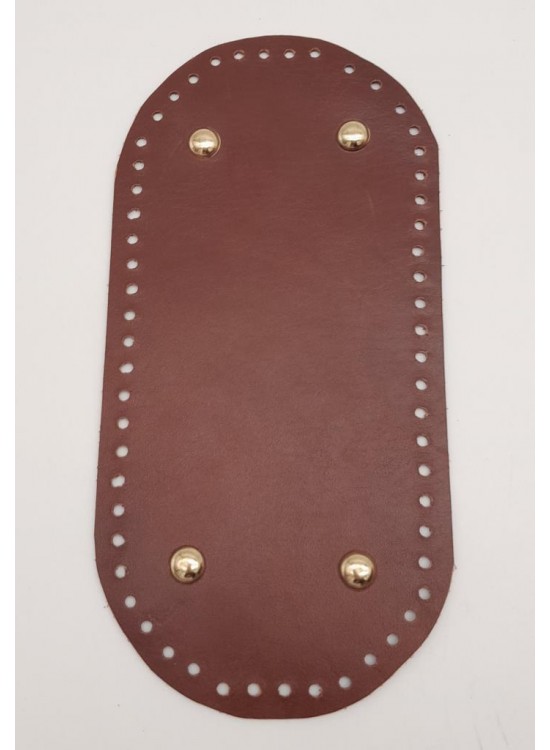 Çanta Aksesuar Gerçek Deri Kızıl Kahve 25X12 cm Oval Light Gold Metalli Çanta Tabanı