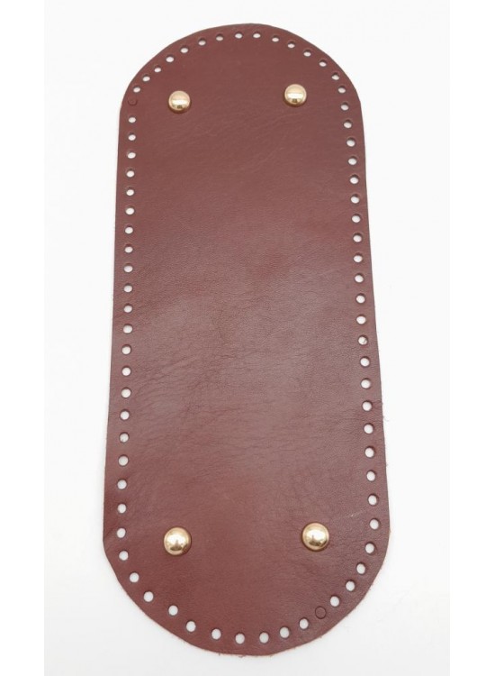 Çanta Aksesuar Gerçek Deri Kızıl Kahve 30X12 cm Oval Light Gold Metalli Çanta Tabanı