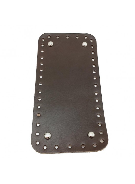 Çanta Aksesuar Gerçek Deri Koyu Kahve 25X12 cm Dikdörtgen Gümüş Metalli Çanta Tabanı