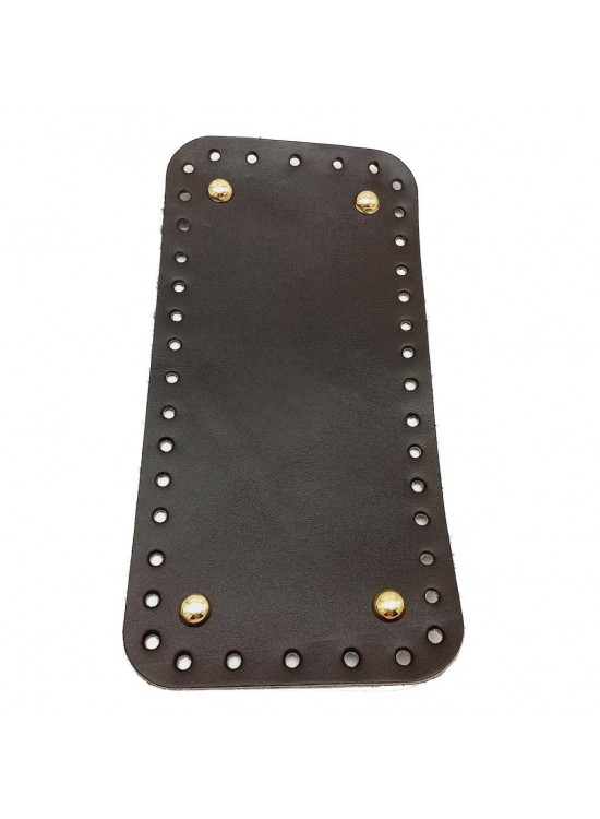 Çanta Aksesuar Gerçek Deri Koyu Kahve 25X12 cm Dikdörtgen Light Gold Metalli Çanta Tabanı