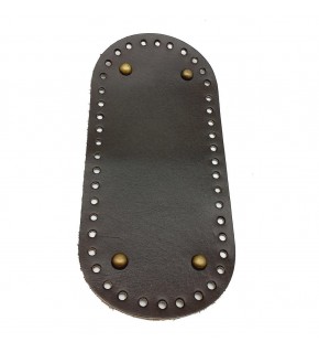 Çanta Aksesuar Gerçek Deri Koyu Kahve 25X12 cm Oval Antik Metalli Çanta Tabanı