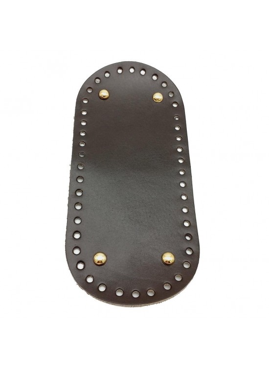 Çanta Aksesuar Gerçek Deri Koyu Kahve 25X12 cm Oval Light Gold Metalli Çanta Tabanı