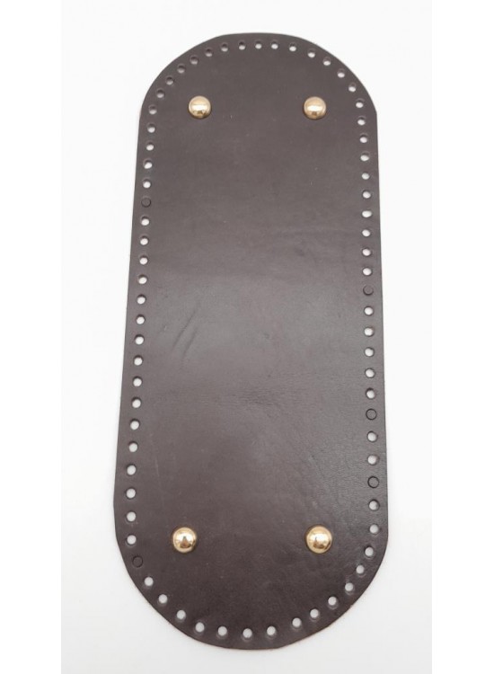 Çanta Aksesuar Gerçek Deri Koyu Kahve 30X12 cm Oval Light Gold Metalli Çanta Tabanı