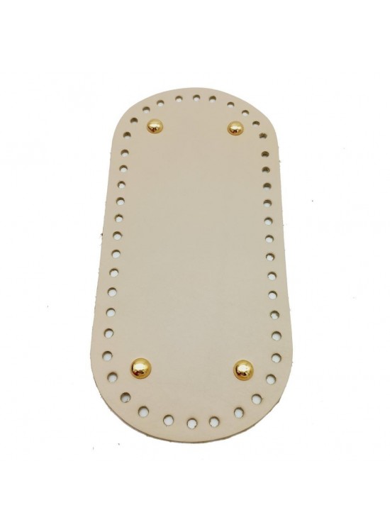 Çanta Aksesuar Gerçek Deri Krem 25X12 cm Oval Light Gold Metalli Çanta Tabanı