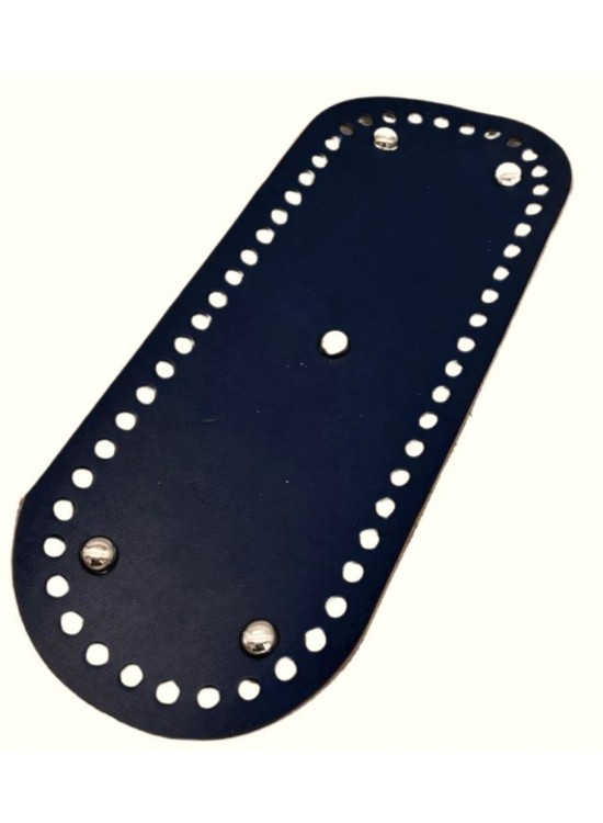 Çanta Aksesuar Gerçek Deri Lacivert 30X12 cm Oval Gümüş Metalli Çanta Tabanı
