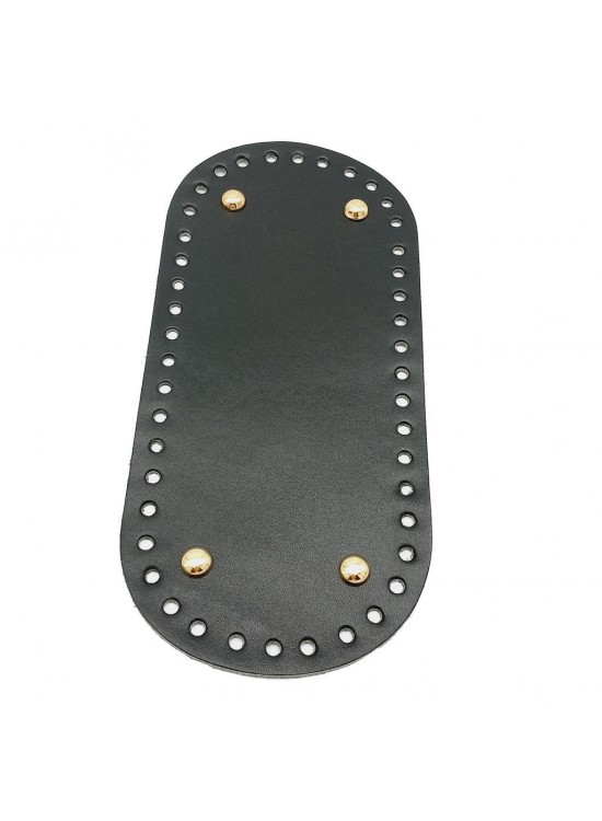 Çanta Aksesuar Gerçek Deri Siyah 25X12 cm Oval Light Gold Metalli Çanta Tabanı