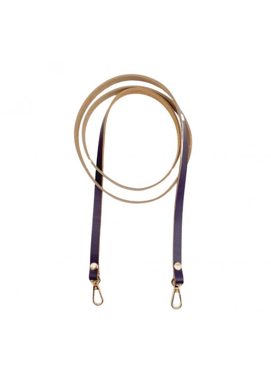 Çanta Aksesuar Gerçek Deri Spagetti Model Mor Renk Light Gold Metal Çanta Sapı