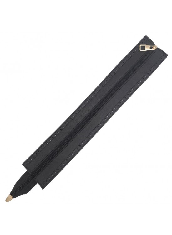 Çanta Aksesuar Gerçek Derili 40 cm Siyah Renk Fermuar Light Gold Metalli
