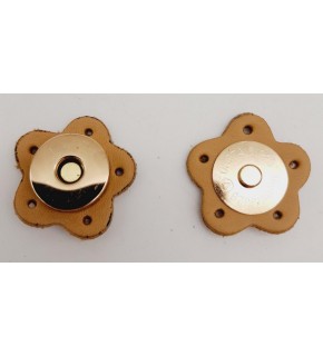 Çanta Aksesuar Gerçek Derili Mıknatıslı Çıtçıt Ham Doğal Renk Çiçek Şekilli Light Gold Metalli