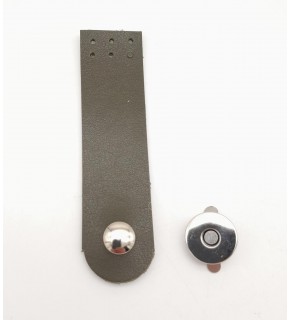 Çanta Aksesuar Haki Renk Tek Kat Suni Deri Kapak 10.5x2.5 cm Gümüş Metal