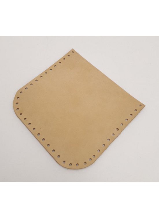 Çanta Aksesuar Ham Doğal Renk Gerçek Deri 12x12 cm Oval Kenar Cep