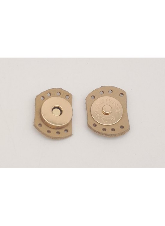 Çanta Aksesuar Ham Doğal Renk Gerçek Derili Oval Kenar Mıknatıslı Çıtçıt Light Gold Metalli