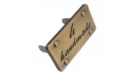 Çanta Aksesuar Handmade Yazılı Metal Etiket 3.7x2 cm Plaka Süs Antik Renk
