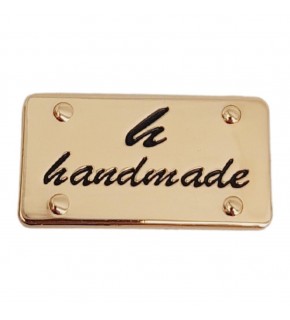 Çanta Aksesuar Handmade Yazılı Metal Etiket 3.7x2 cm Plaka Süs Light Gold Renk